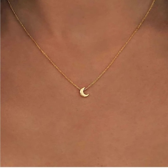 Gold 14k Gold Plated Moon Pendant Necklace - Picture 2 of 6